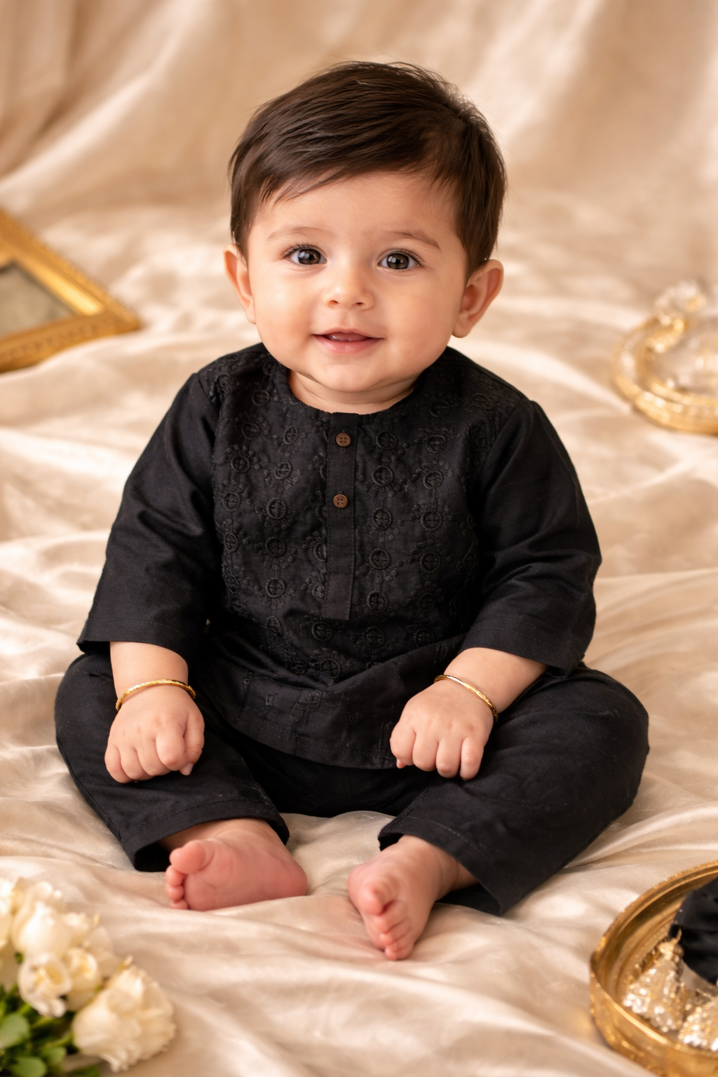Baby Boy Black Kurta Pajama Set | Ready to Ship | Festive Eid Outfit