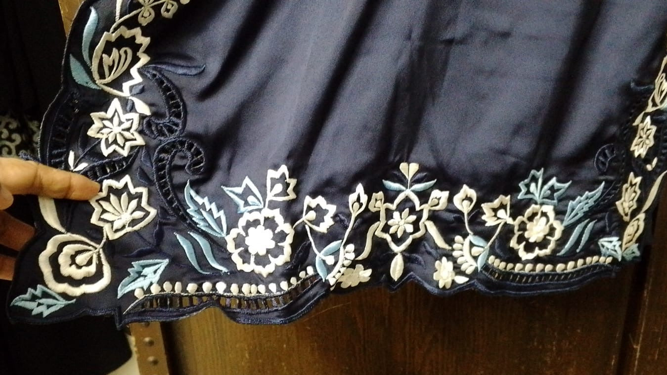 Mommy & Me Navy Blue Embroidered Kurta Set – Matching Mom & Daughter Outfit