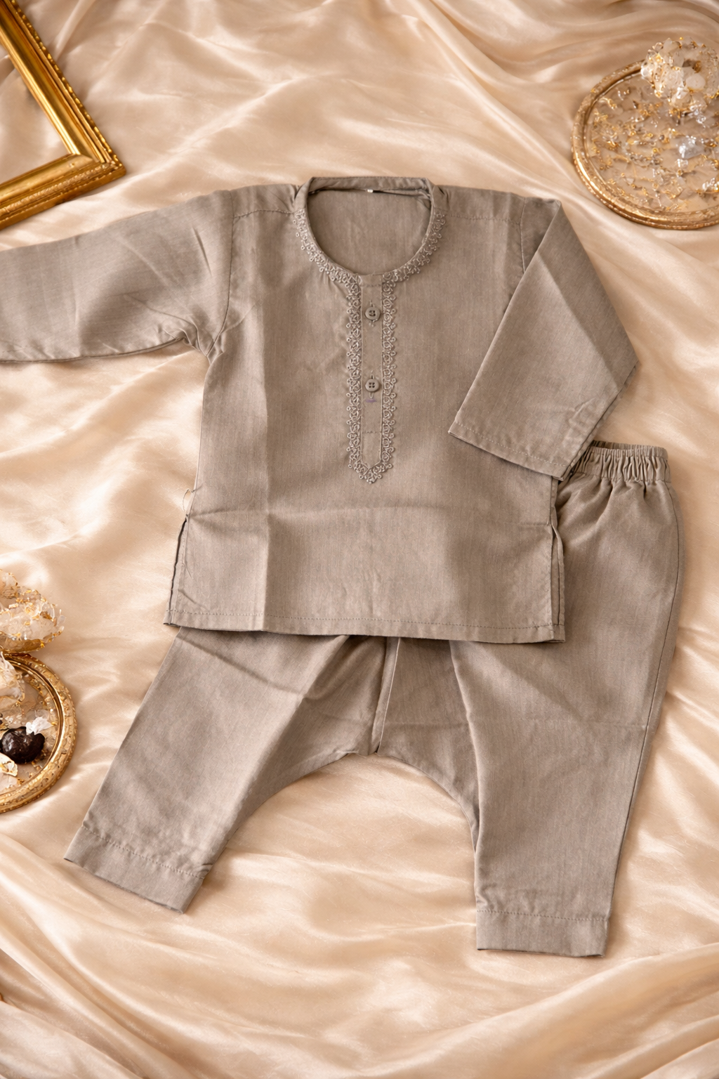Sold Out Baby Boy Taupe Kurta Pajama Set | 0–3 Months