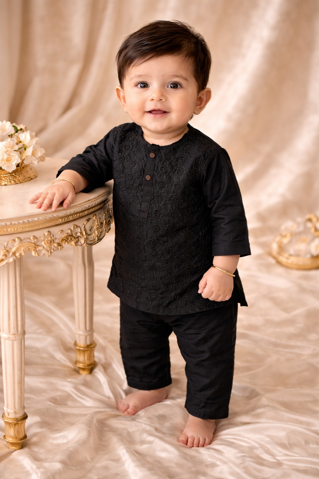 Baby Boy Black Kurta Pajama Set | Ready to Ship | Festive Eid Outfit