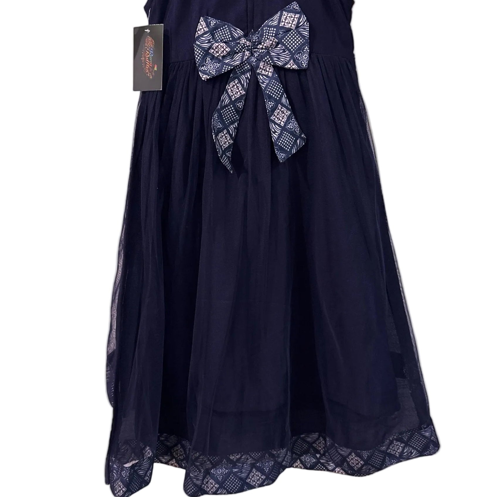 Ready to Ship Navy Blue Girls Formal Dress Set (2–3 Years) | Embroidered Party Outfit with Dupatta