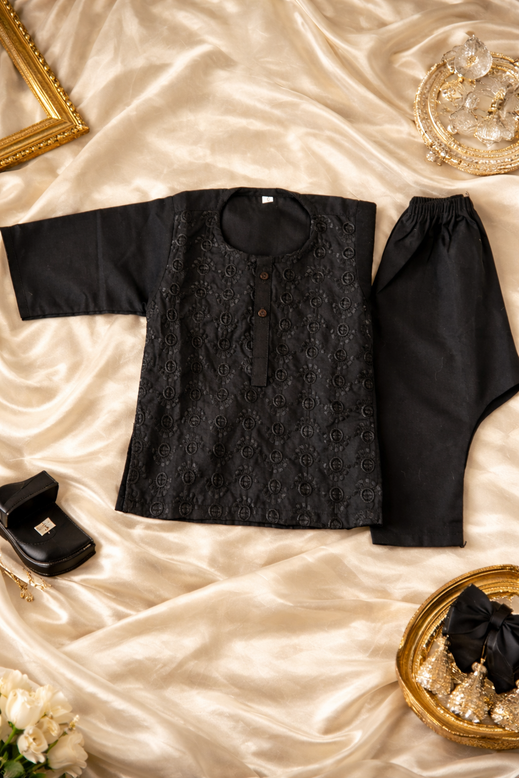 Baby Boy Black Kurta Pajama Set | Ready to Ship | Festive Eid Outfit