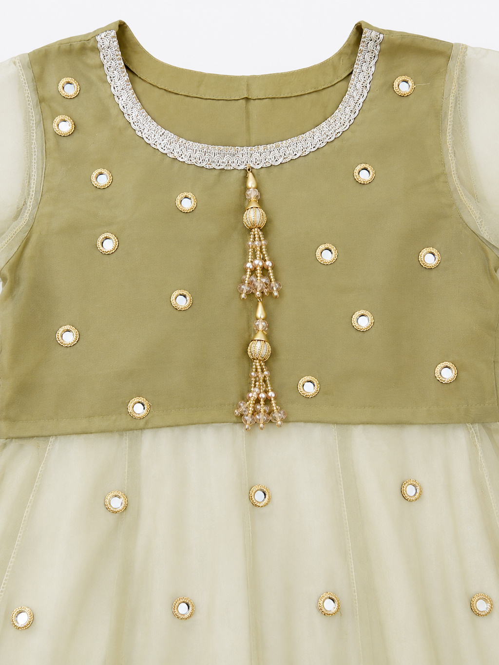 Girls' Embellished Net Sharara Set with Dupatta