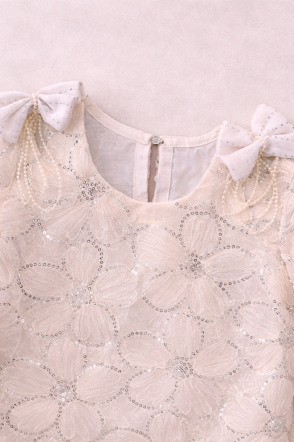 Girls Ivory Embroidered Kurta Set with Dupatta