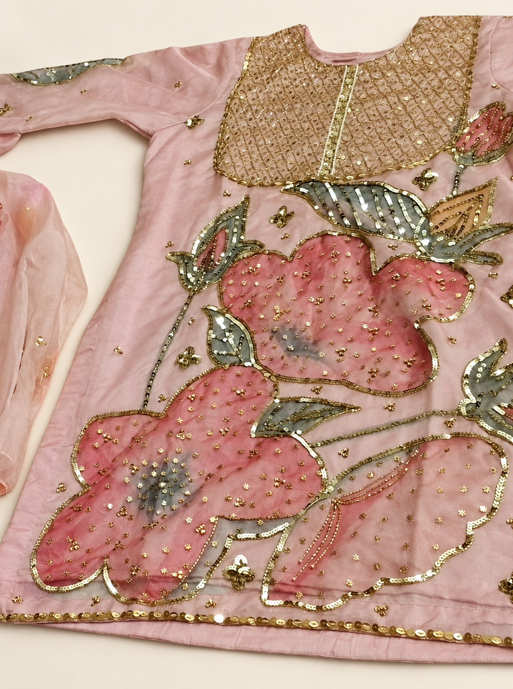 Mommy & Me Blush Pink Hand-Painted Gharara Set