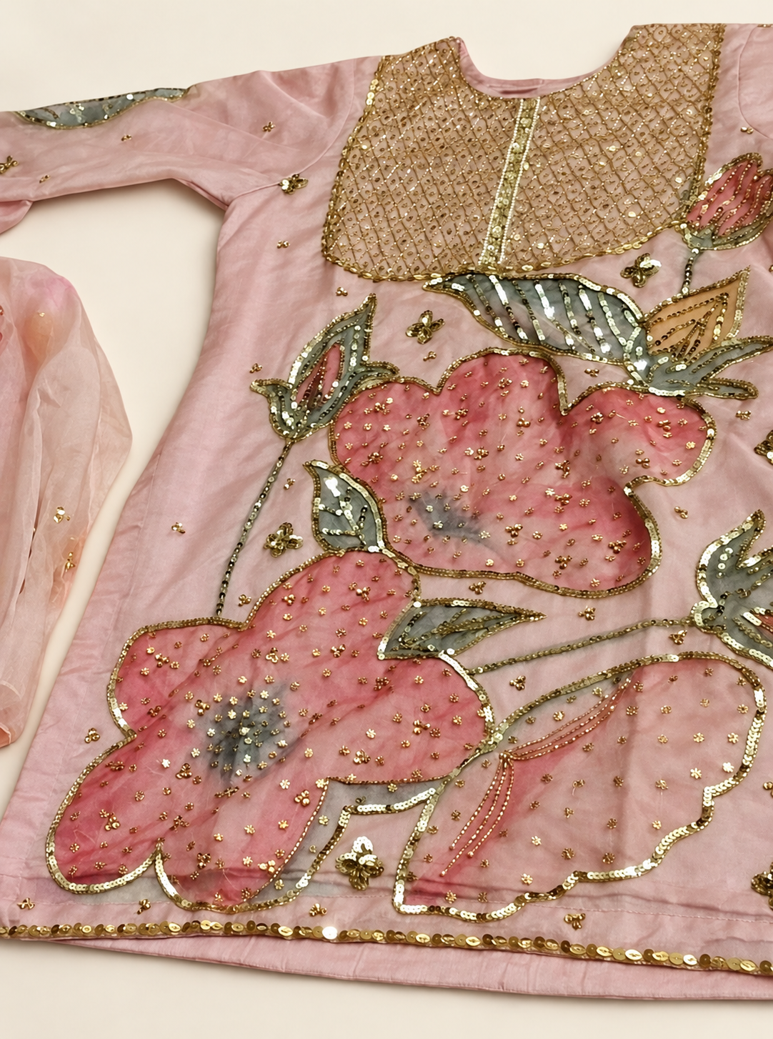 Mommy & Me Blush Pink Hand-Painted Gharara Set