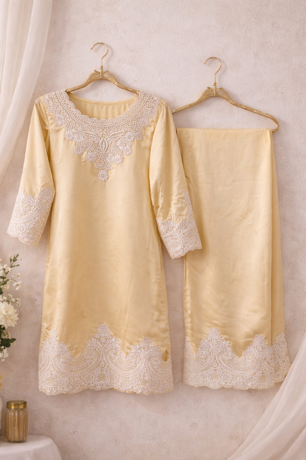 Pastel Yellow Mommy & Me Matching Outfit Set – Pakistani Embroidered Shalwar Kameez | Eid & Wedding Collection