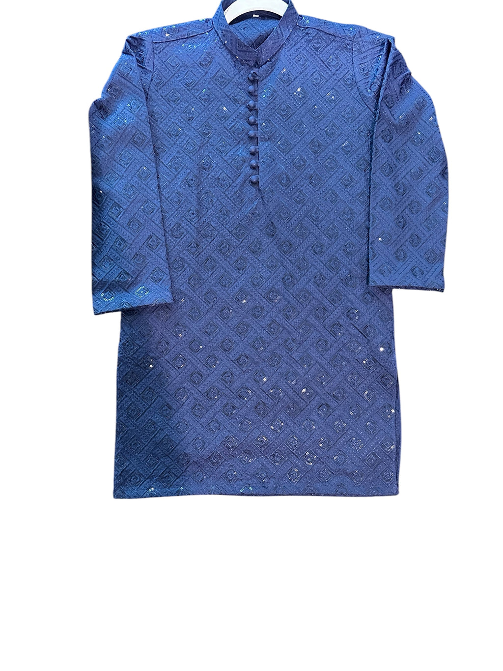 Navy Blue Boys Kurta Pajama Set – Pakistani Kids Formal Eid & Wedding Outfit | Size 30 (9-10 Years)
