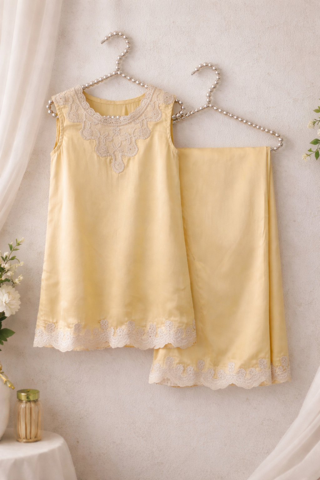 Pastel Yellow Mommy & Me Matching Outfit Set – Pakistani Embroidered Shalwar Kameez | Eid & Wedding Collection