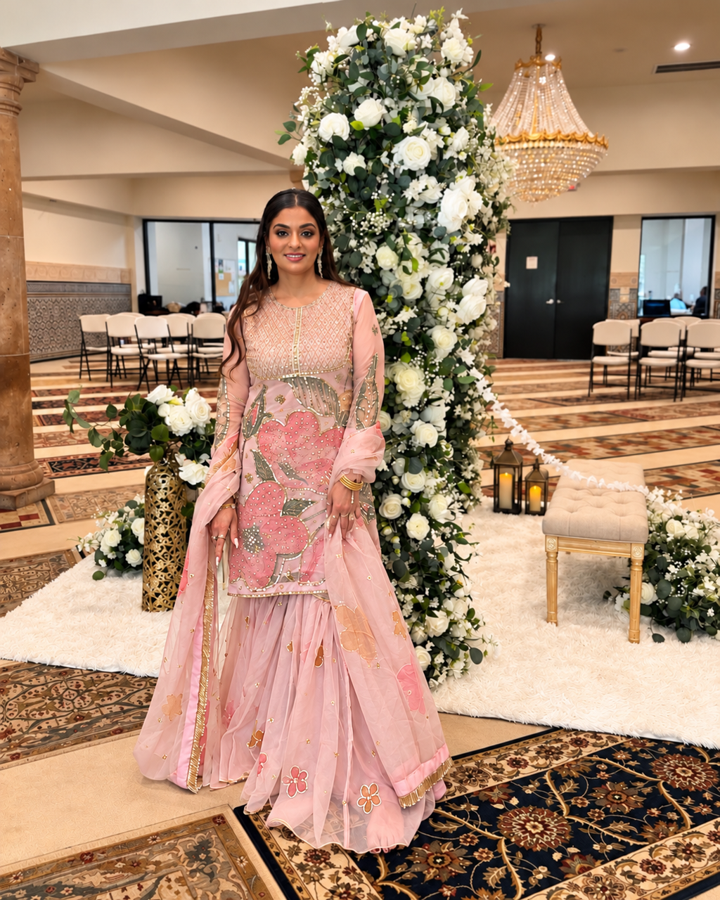 Mommy & Me Blush Pink Hand-Painted Gharara Set