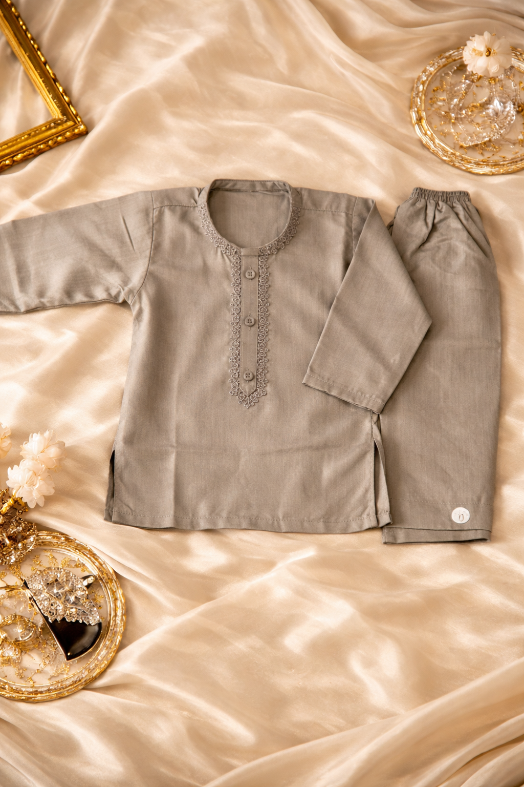 Sold Out Baby Boy Taupe Kurta Pajama Set | 0–3 Months