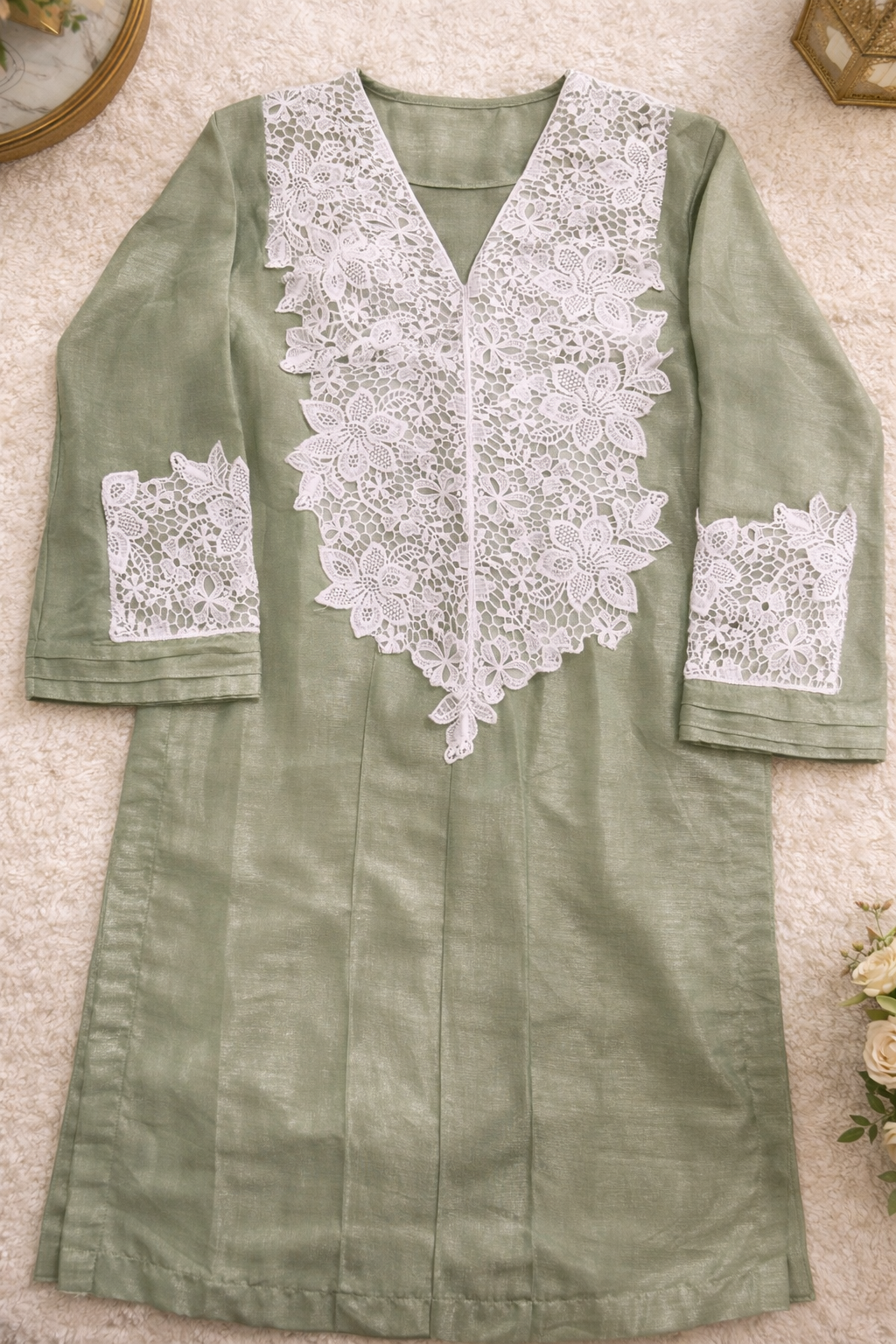Sage Green Kurta Set – Teen Girls (Ready to Ship)