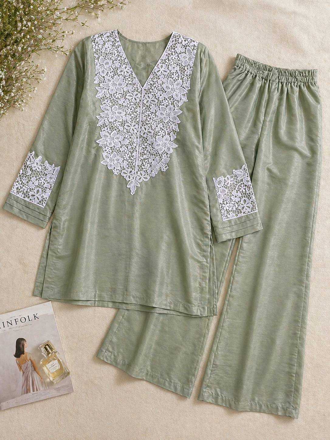 Sage Green Kurta Set – Teen Girls (Ready to Ship)