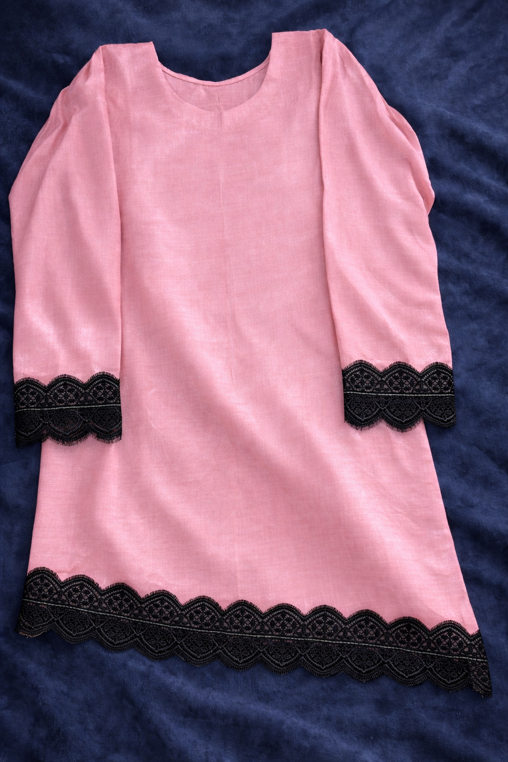 Aesthetic Mauve Asymmetrical Kurta & Bubble Pants Set | Black Lace Trim | Teen Girls | Ready to Ship