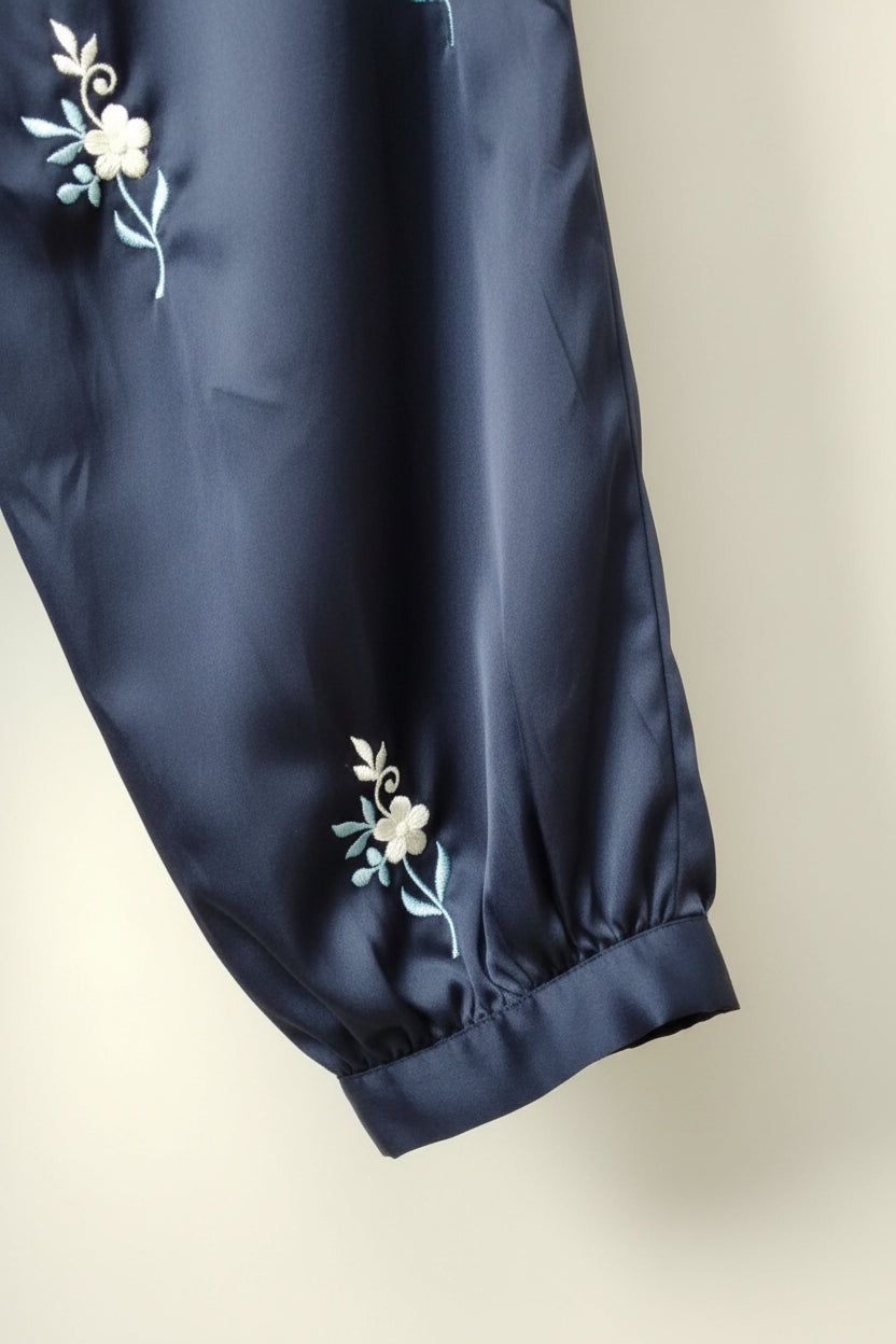 Mommy & Me Navy Blue Embroidered Kurta Set – Matching Mom & Daughter Outfit