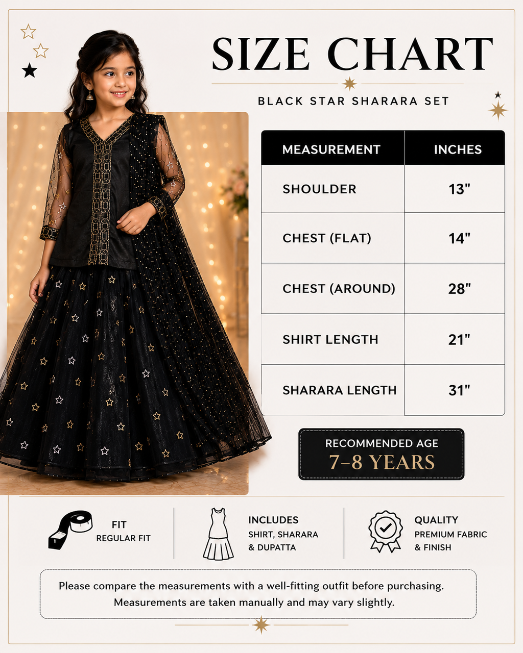 Net Sharara Set with Embroidery - Girls 8 Years