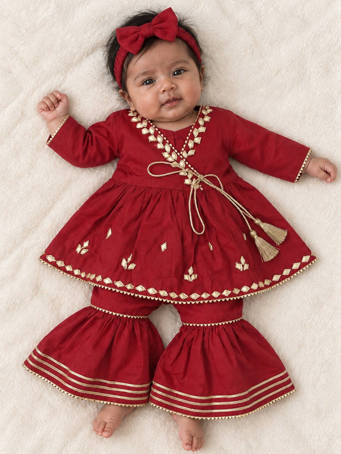 Girls Pakistani cotton gharara set with gota work