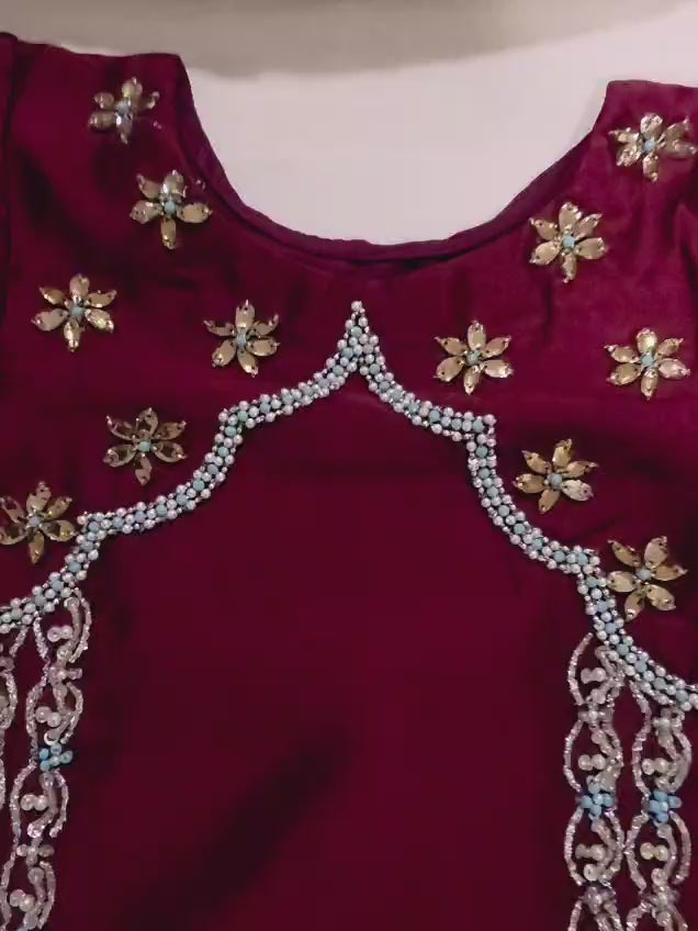 Mommy & Me Maroon Embroidered Kurta Set | Matching Mother Daughter Outfit